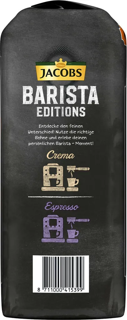 JACOBS Kaffeebohnen Barista Editions Crema Intense 2 X 1kg Ganze Bohnen + 1 Aluminiumdose Im Barista Design 8 JACOBS Kaffeebohnen Barista Editions Crema Intense 2 X 1kg Ganze Bohnen + 1 Aluminiumdose Im Barista Design – Bild 8