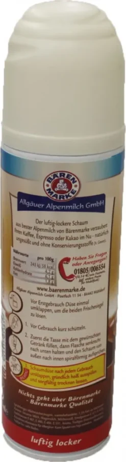 Bärenmarke Der Milch Schaum Luftig Locker In Der Sprühflasche 250ml 11 Bärenmarke Der Milch Schaum Luftig Locker In Der Sprühflasche 250ml -Espresso Store 255a67a0b418428e5f1ed7c336d84703