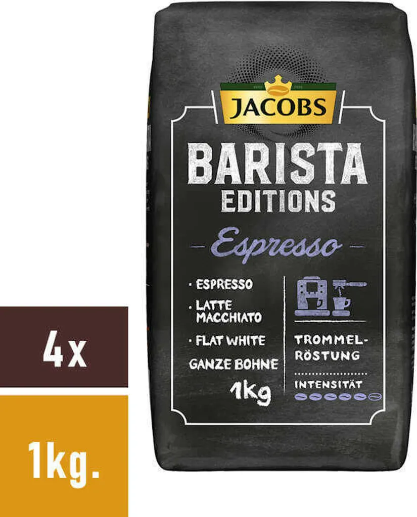 Jacobs Barista Editions Espresso, Bohnenkaffee, Ganze Bohnen, Röstkaffee, Kaffeebohnen, 4 X 1000 G 6 Jacobs Barista Editions Espresso, Bohnenkaffee, Ganze Bohnen, Röstkaffee, Kaffeebohnen, 4 X 1000 G – Bild 6
