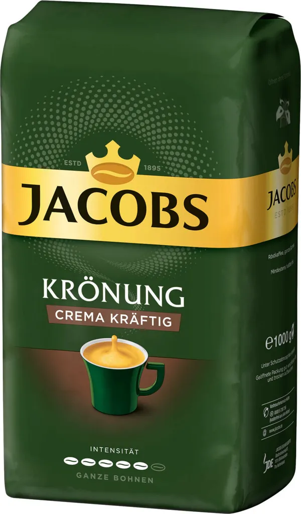 JACOBS Kaffeebohnen Krönung Crema Kräftig 2 X 1kg Ganze Kaffee Bohnen + 1 Aluminium Dose Im Barista-Design 6 JACOBS Kaffeebohnen Krönung Crema Kräftig 2 X 1kg Ganze Kaffee Bohnen + 1 Aluminium Dose Im Barista-Design – Bild 6