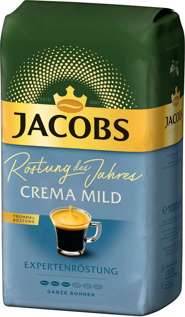 JACOBS Kaffeebohnen Expertenröstung Crema Mild Röstung Des Jahres 3 Kg Ganze Geröstete Bohnen + 1 Jacobs Barista Becher+ 1 Dose 4 JACOBS Kaffeebohnen Expertenröstung Crema Mild Röstung Des Jahres 3 Kg Ganze Geröstete Bohnen + 1 Jacobs Barista Becher+ 1 Dose – Bild 4