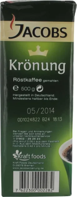 Jacobs Filterkaffee Krönung Entkoffeiniert | Gemahlen | 500g 21 Jacobs Filterkaffee Krönung Entkoffeiniert | Gemahlen | 500g -Espresso Store 339ae41bd8a2406a7fd40b8d7eebb343