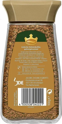 JACOBS Gold 6 X 100g Löslicher Kaffee 6 Gläser Instantkaffee Löskaffee 5 JACOBS Gold 6 X 100g Löslicher Kaffee 6 Gläser Instantkaffee Löskaffee -Espresso Store 348065049c4e43fe2e466b1042899423