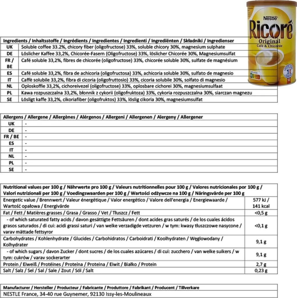 Nestle Ricore L'instant Douceur Instant Kaffee Mit Extrakten Aus Der Zichorie Wurzel 260 Gramm 4 Nestle Ricore L'instant Douceur Instant Kaffee Mit Extrakten Aus Der Zichorie Wurzel 260 Gramm – Bild 4