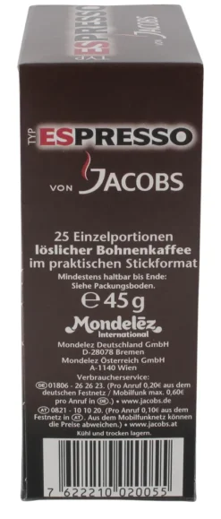 Jacobs Typ Espresso Sticks | Löslicher Kaffee | 25 Portionen 21 Jacobs Typ Espresso Sticks | Löslicher Kaffee | 25 Portionen -Espresso Store 3c9c8743899b6648e65bd30a7016c9ee
