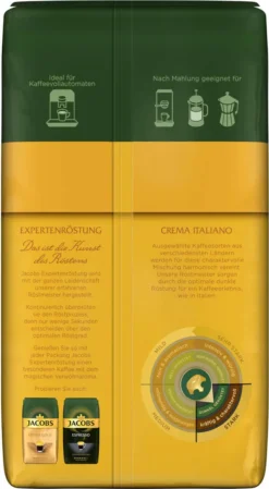 JACOBS Kaffeebohnen Expertenröstung Crema Italiano Bohnenkaffee 2 X 1 Kg Ganze Bohne -Espresso Store 4358c430c1e706556883ad4a8c67afaa