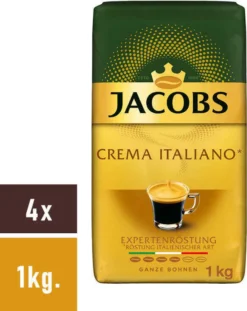JACOBS Kaffeebohnen Expertenröstung Crema Italiano 4x1kg Ganze Kaffee Bohnen -Espresso Store 4500c6e2c0848b6d159e2b269f386b13