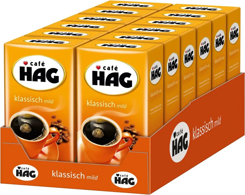 CAFÉ HAG Klassisch Mild Filterkaffee Entkoffeiniert 12 X 500 G Kaffee Gemahlen 1 CAFÉ HAG Klassisch Mild Filterkaffee Entkoffeiniert 12 X 500 G Kaffee Gemahlen