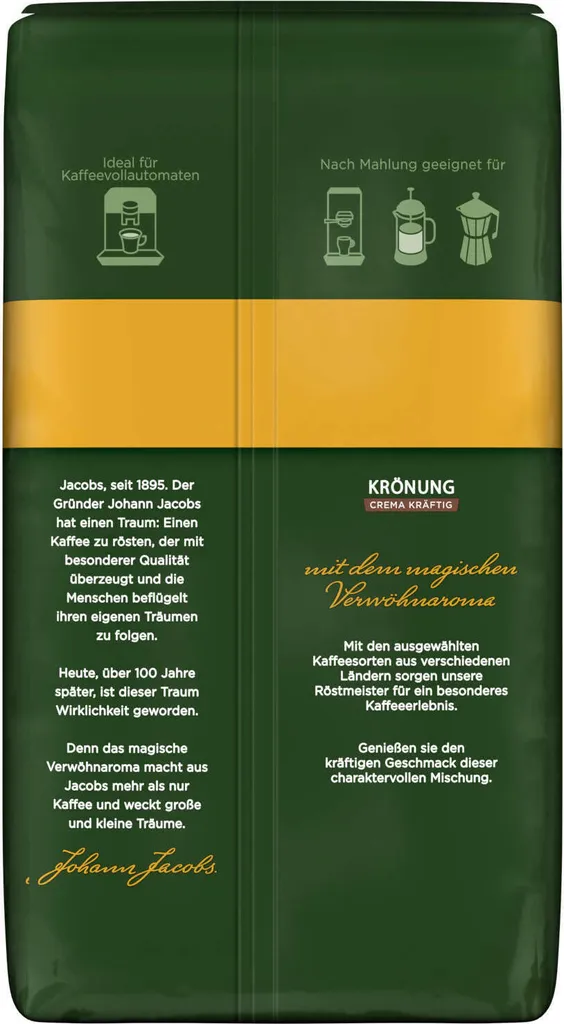 JACOBS Kaffeebohnen Krönung Crema Kräftig 2 X 1kg Ganze Kaffee Bohnen Geröstet 5 JACOBS Kaffeebohnen Krönung Crema Kräftig 2 X 1kg Ganze Kaffee Bohnen Geröstet – Bild 5