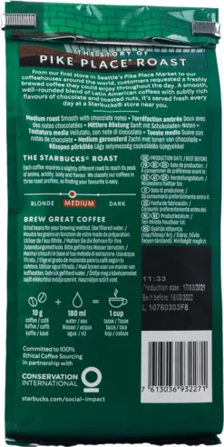 Nestlé® Starbucks Pike Place Roast, Medium, Ganze Bohne, 200 G -Espresso Store 5e3f7258f73fa7686a5ebb74696caee4