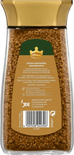 Jacobs Gold | Löslicher Kaffee | 200g-Glas -Espresso Store 614415c51433cab95547e39641bfd39c