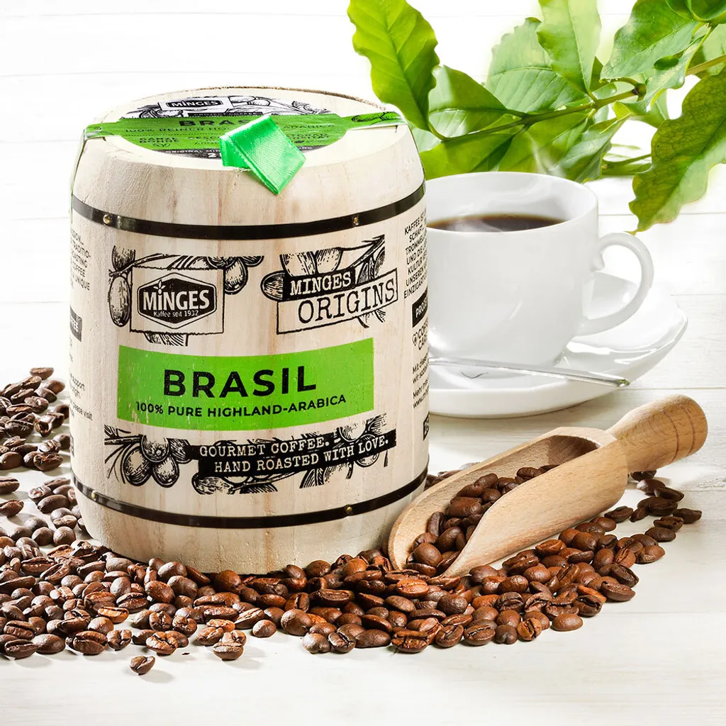 Minges Kaffee Brasil Hochland Im Holzfass, Ganze Bohne 2 Minges Kaffee Brasil Hochland Im Holzfass, Ganze Bohne – Bild 2