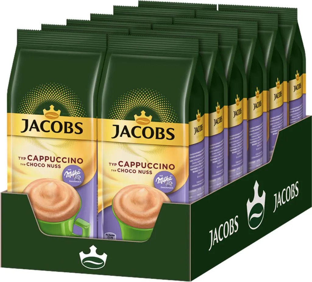 Jacobs Momente Choco Cappuccino Nuss, Mild Mit Schokonote Nachfüllbeutel, 12 X 500g 1 Jacobs Momente Choco Cappuccino Nuss, Mild Mit Schokonote Nachfüllbeutel, 12 X 500g