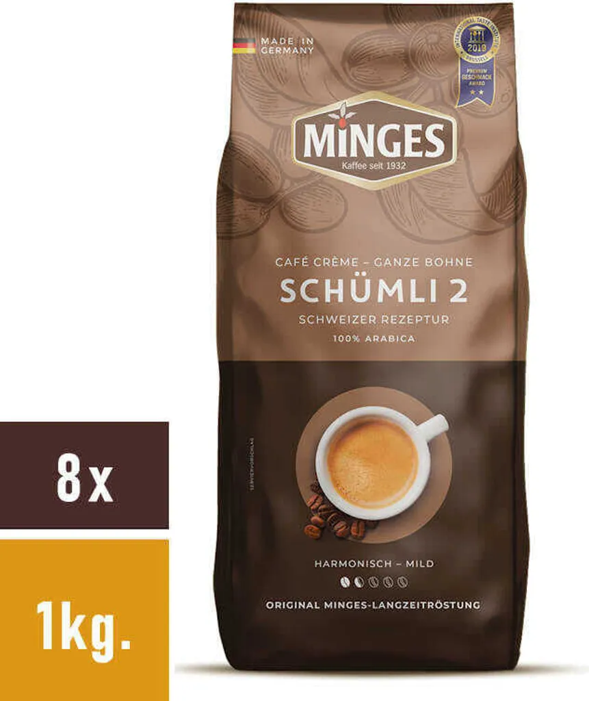 Minges - Café Crème Schümli 2 Bohnen - 8x 1 Kg 2 Minges - Café Crème Schümli 2 Bohnen - 8x 1 Kg – Bild 2