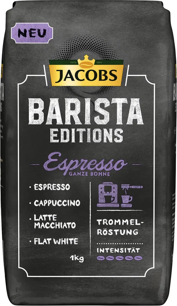Jacobs Barista Editions Espresso, Bohnenkaffee, Ganze Bohnen, Röstkaffee, Kaffeebohnen, 4 X 1000 G 2 Jacobs Barista Editions Espresso, Bohnenkaffee, Ganze Bohnen, Röstkaffee, Kaffeebohnen, 4 X 1000 G – Bild 2