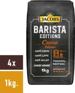 Jacobs Barista Editions Crema Intense, Bohnenkaffee, Ganze Bohnen, Röstkaffee, Kaffeebohnen, 4 X 1000 G -Espresso Store 7f7fc428b4721534155b44430c8f11cf