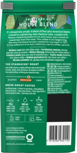 Starbucks House Blend Medium Roast Gemahlener Filterkaffee 200g 15 Starbucks House Blend Medium Roast Gemahlener Filterkaffee 200g -Espresso Store 851c3120939bf3c6e47f3d358eb811fb