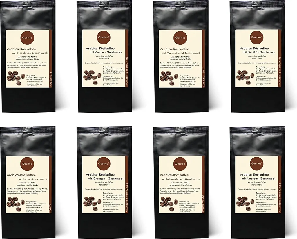 8 X Verschiedene Kaffee Mit Geschmack Als Kaffee Probierset Oder Kaffee Geschenkset - Gemahlen 1 8 X Verschiedene Kaffee Mit Geschmack Als Kaffee Probierset Oder Kaffee Geschenkset - Gemahlen