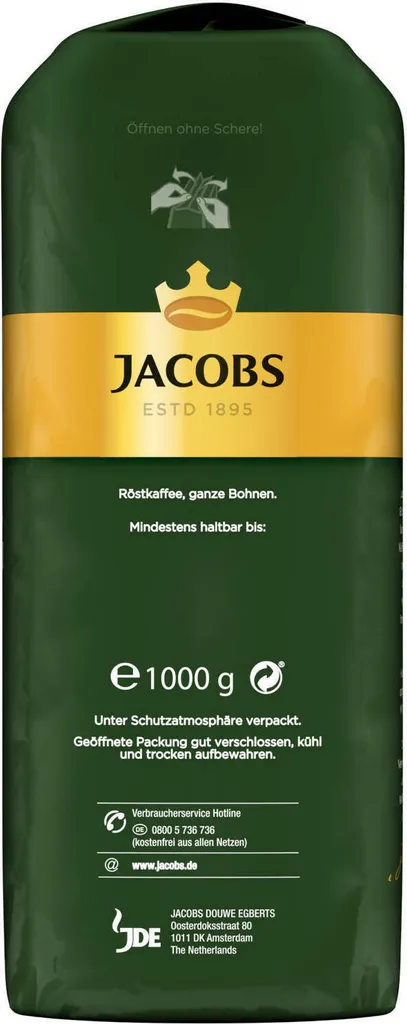 JACOBS Kaffeebohnen Krönung Crema Kräftig 2 X 1kg Ganze Kaffee Bohnen Geröstet 7 JACOBS Kaffeebohnen Krönung Crema Kräftig 2 X 1kg Ganze Kaffee Bohnen Geröstet – Bild 7