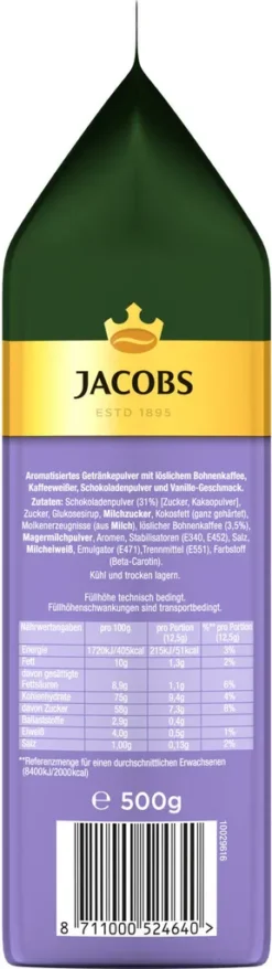 JACOBS Typ Cappuccino Choco Vanille Mit Milka 12 X 500 G Beutel 11 JACOBS Typ Cappuccino Choco Vanille Mit Milka 12 X 500 G Beutel -Espresso Store 957aa26894a40cc32514a39996c2af66
