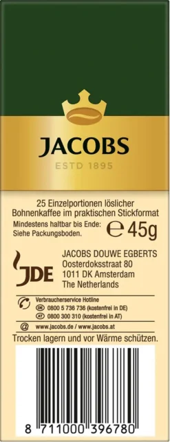 JACOBS Typ Cafe Crema Löslicher Kaffee 12 X 25 Sticks -Espresso Store 9f5cdfef962f5f02556217479788c3c5
