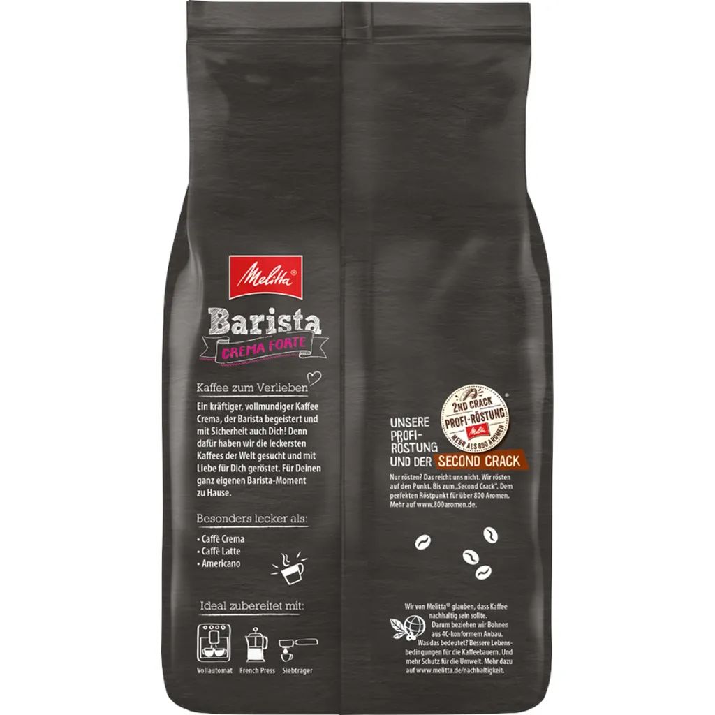 MELITTA Ganze Kaffeebohnen Barista Crema Forte 1 Kg Kräftig Und Vollmundig 4 MELITTA Ganze Kaffeebohnen Barista Crema Forte 1 Kg Kräftig Und Vollmundig – Bild 4