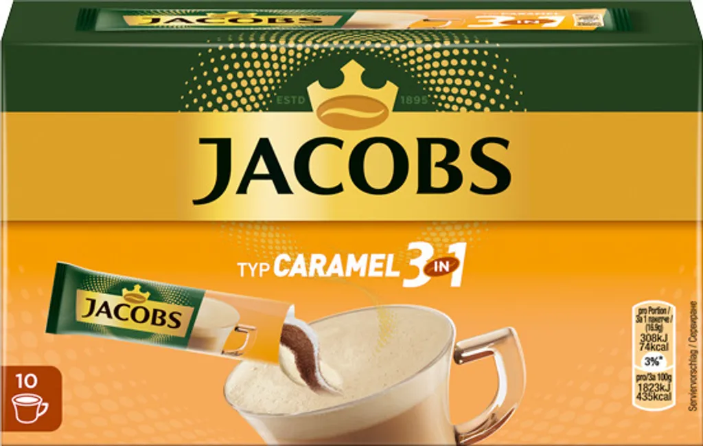 Jacobs 3in1 Typ Caramel | Löslicher Kaffee | 10 Sticks 1 Jacobs 3in1 Typ Caramel | Löslicher Kaffee | 10 Sticks