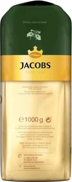 JACOBS Kaffeebohnen Expertenröstung Crema Gold 2 X 1 Kg Ganze Kaffee Bohnen + 1 Aluminium Dose Barista Design -Espresso Store adee64c1de8f7e0578b469b14199ac03 1