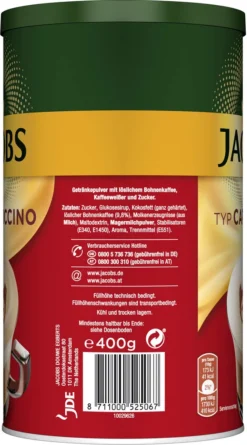 JACOBS Typ Cappuccino 6 X 400 G Dosen Feine Cremigkeit - Viel Schaum -Espresso Store b26a4aa3db2b83e8dadfb2d330aaafb4