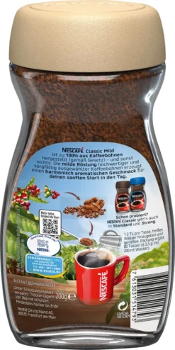 Nestlé® Nescafé Classic Mild | Löslicher Kaffee | 200g-Glas -Espresso Store b2c5f151dbc94f4402c8a50f8f23a411