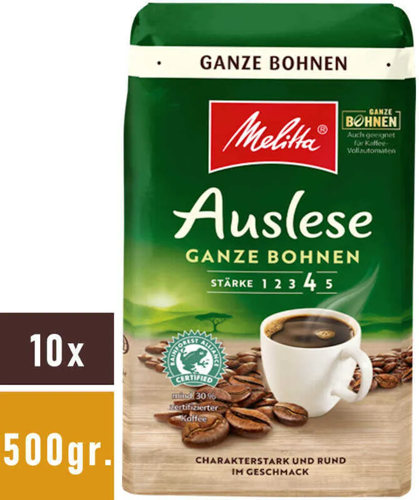 MELITTA Auslese Ganze Bohnen Für Filterkaffee 10x500 G Kräftig Mit Rundem Aroma 4 MELITTA Auslese Ganze Bohnen Für Filterkaffee 10x500 G Kräftig Mit Rundem Aroma – Bild 4