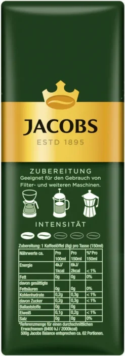 JACOBS Krönung Balance Filterkaffee 12 X 500 G Gemahlener Röstkaffee -Espresso Store beaf445dc74f860a57477def028e588d