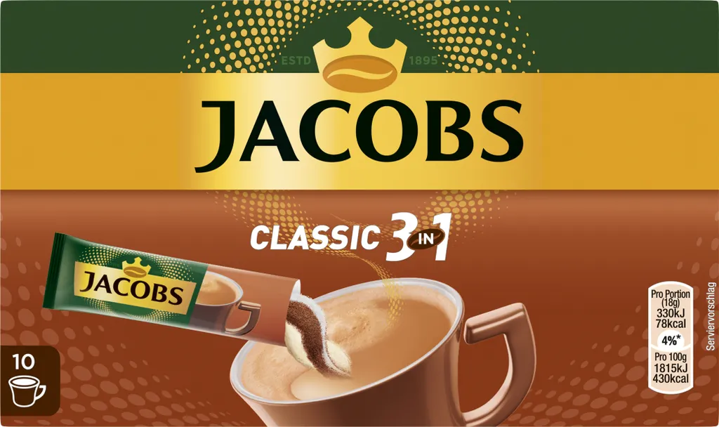 Jacobs Classic 3in1 Sticks | Löslicher Kaffee | 10 Portionen 2 Jacobs Classic 3in1 Sticks | Löslicher Kaffee | 10 Portionen – Bild 2