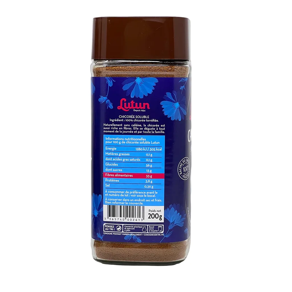 LUTUN Chicorée Soluble - Aufguss Kaffeeersatz Aus Zichorie Koffeinfrei 200 Gramm - Original Aus Frankreich 4 LUTUN Chicorée Soluble - Aufguss Kaffeeersatz Aus Zichorie Koffeinfrei 200 Gramm - Original Aus Frankreich – Bild 4