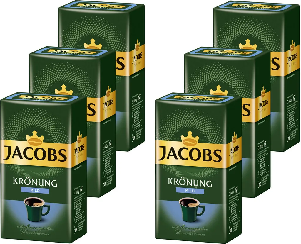 JACOBS Filterkaffee Krönung Mild 6 X 500g Pulver-Kaffee Gemahlen Röstkaffee 3 Kg 1 JACOBS Filterkaffee Krönung Mild 6 X 500g Pulver-Kaffee Gemahlen Röstkaffee 3 Kg