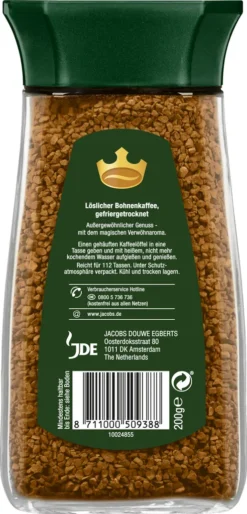 Jacobs Krönung Klassisch | Löslicher Kaffee | 200g-Glas -Espresso Store d6690de5274f82b4851b37fa6800b474