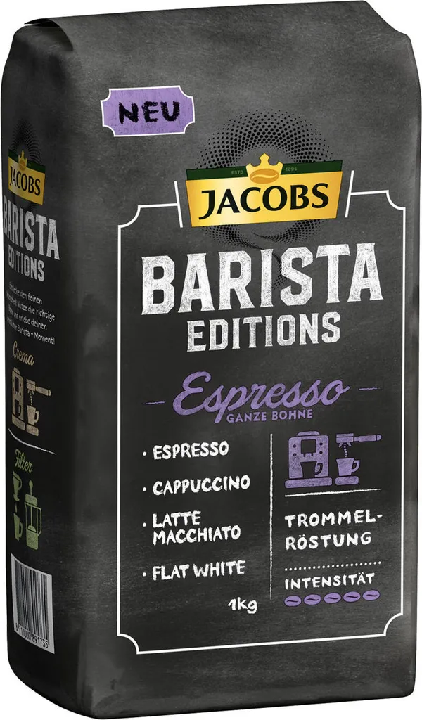 Jacobs Barista Editions Espresso, Bohnenkaffee, Ganze Bohnen, Röstkaffee, Kaffeebohnen, 4 X 1000 G 3 Jacobs Barista Editions Espresso, Bohnenkaffee, Ganze Bohnen, Röstkaffee, Kaffeebohnen, 4 X 1000 G – Bild 3
