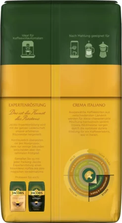 JACOBS Kaffeebohnen Expertenröstung Crema Italiano 4x1kg Ganze Kaffee Bohnen -Espresso Store e1a5b36306e92fc8567a8bae6080ea60