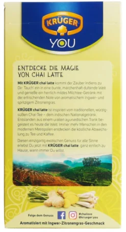 Krüger You Chai Latte Typ Ingwer-Zitronengras Fresh India Extra Cremig | 10 Portionen 10 Krüger You Chai Latte Typ Ingwer-Zitronengras Fresh India Extra Cremig | 10 Portionen -Espresso Store f257984e6930ff0d1a7aab87a578857f