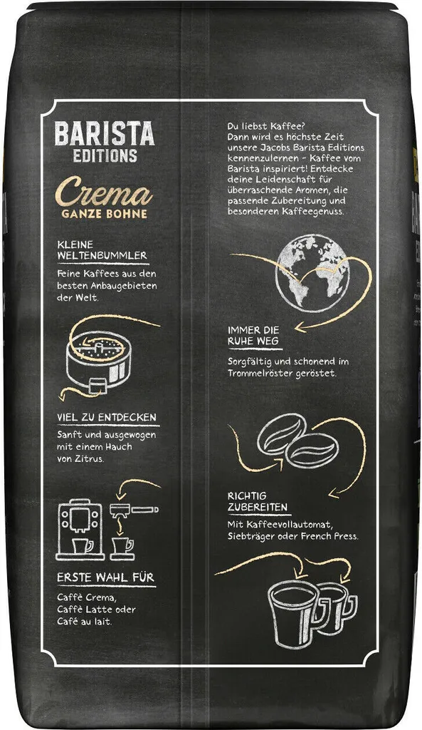 JACOBS Kaffeebohnen Barista Editions Crema 2x1 Kg Ganze Kaffee Bohnen Geröstet 5 JACOBS Kaffeebohnen Barista Editions Crema 2x1 Kg Ganze Kaffee Bohnen Geröstet – Bild 5
