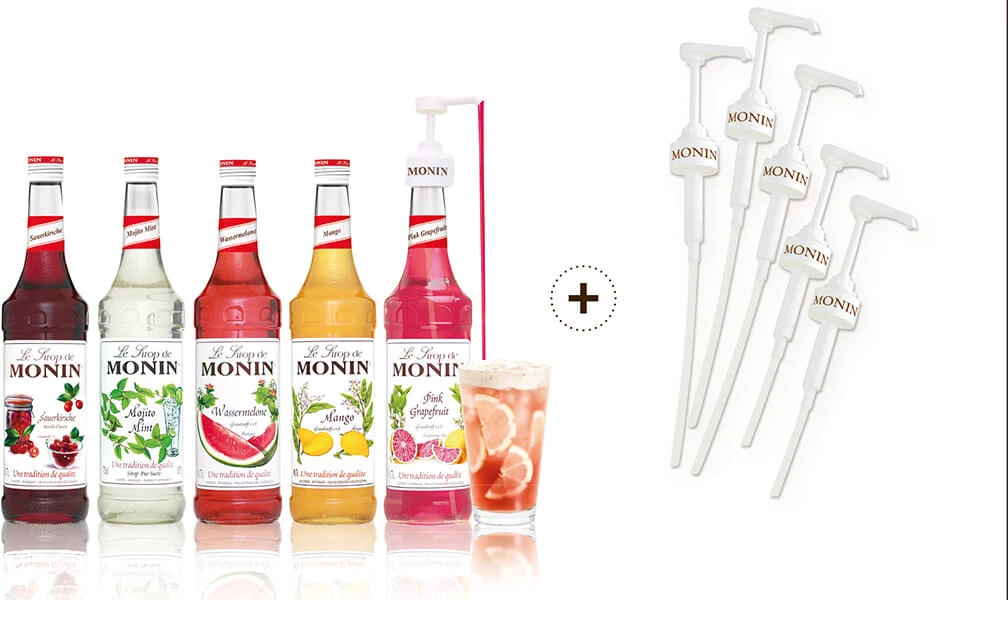 Monin Cocktail-Set 5x700ml + 5 Pumpen Gratis 1 Monin Cocktail-Set 5x700ml + 5 Pumpen Gratis