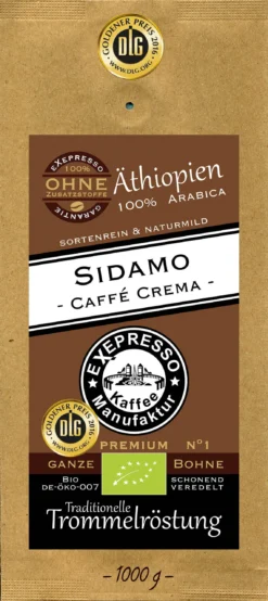 Westpfalz Rösterei Bio SIDAMO CAFFÈ CREMA Ganze Bohnen 1kg